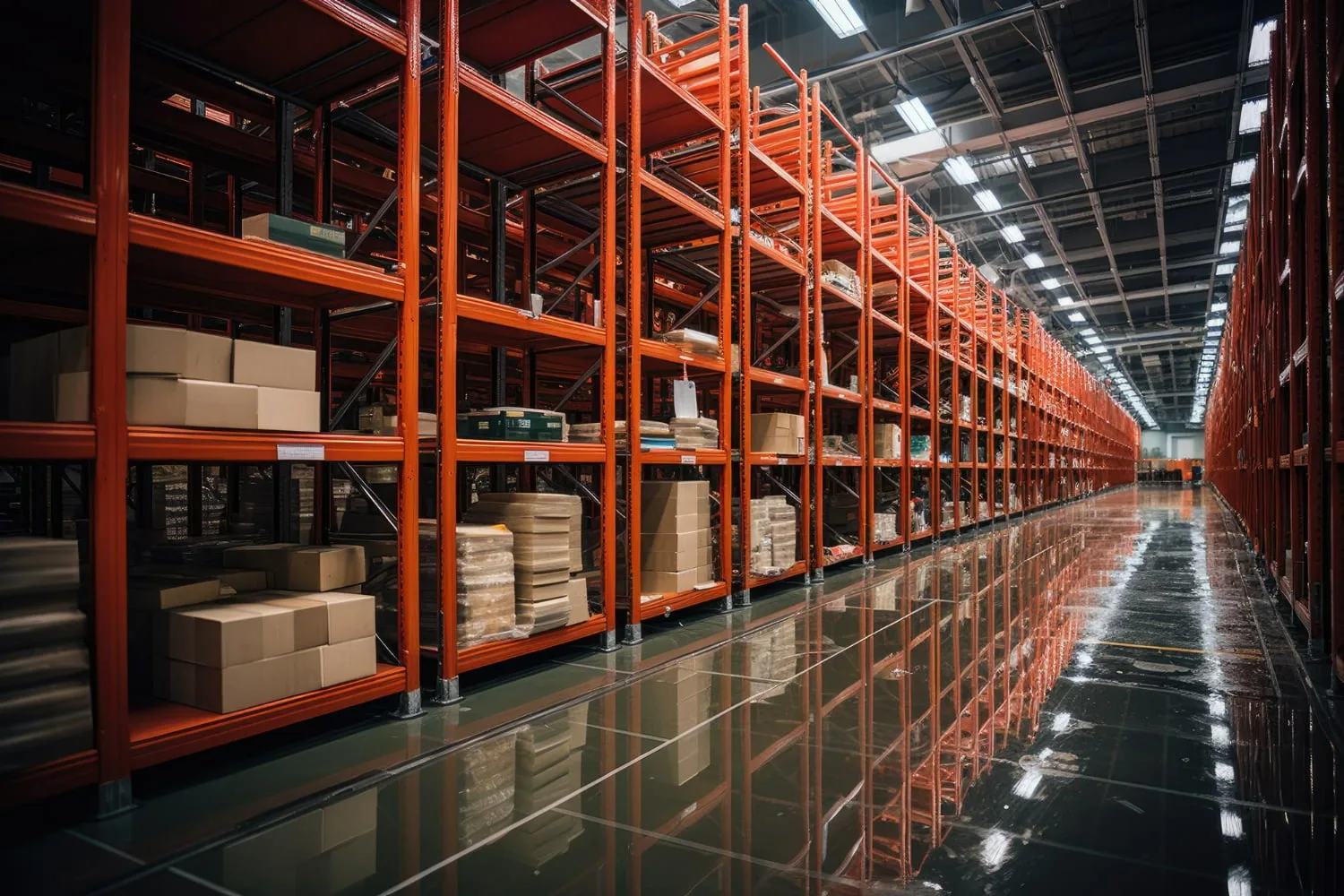 Empty rack shelf mega storehouse logistic concept generative ai jpg rapid