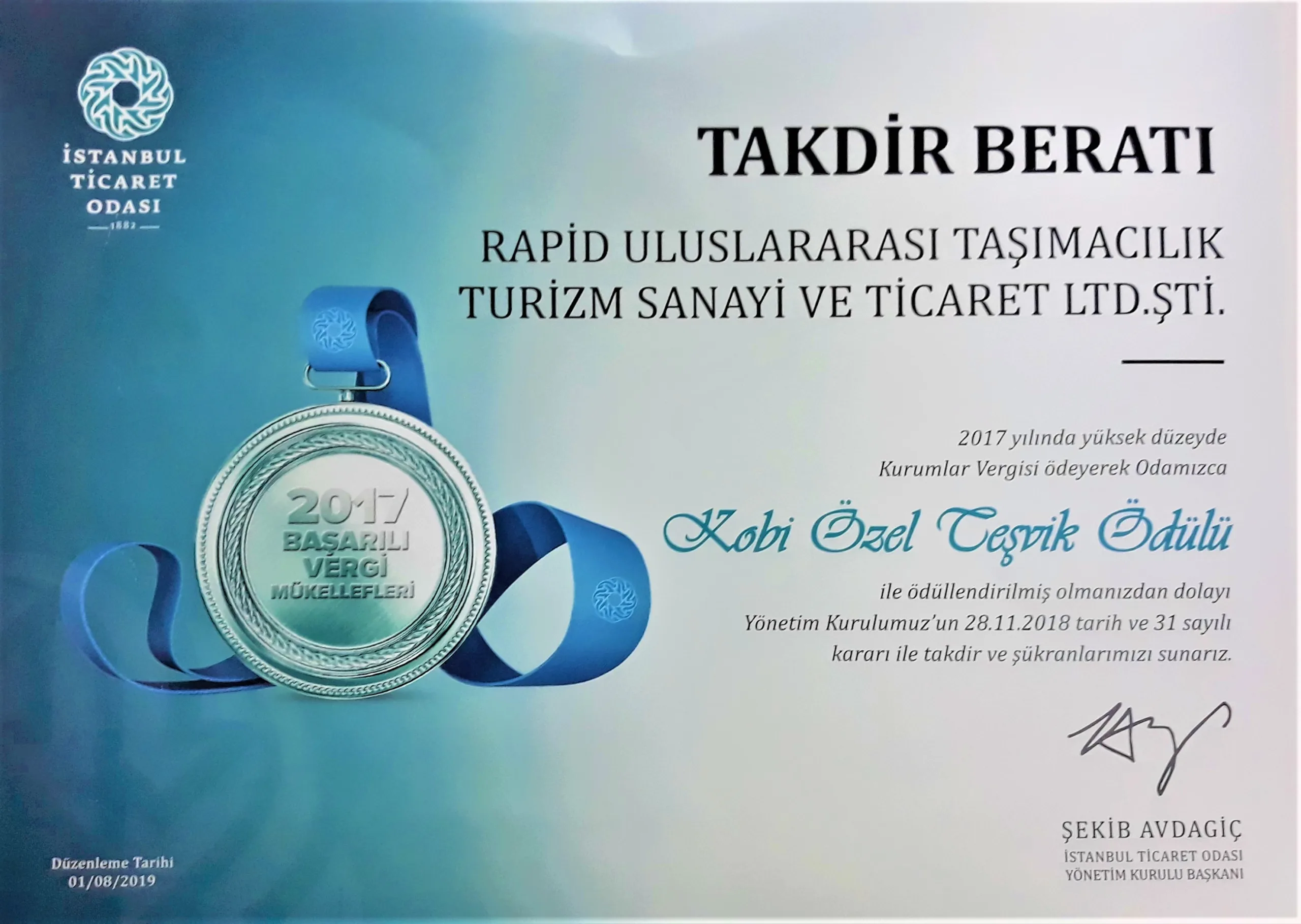 Takdir belgesi hızlı ölçeklendirildi